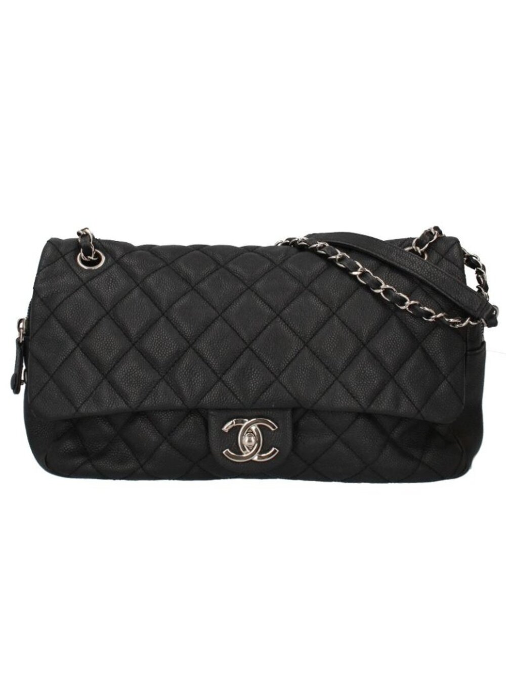 Chanel Quilted 30 Chain Shoulder Bag Caviar Leather Black